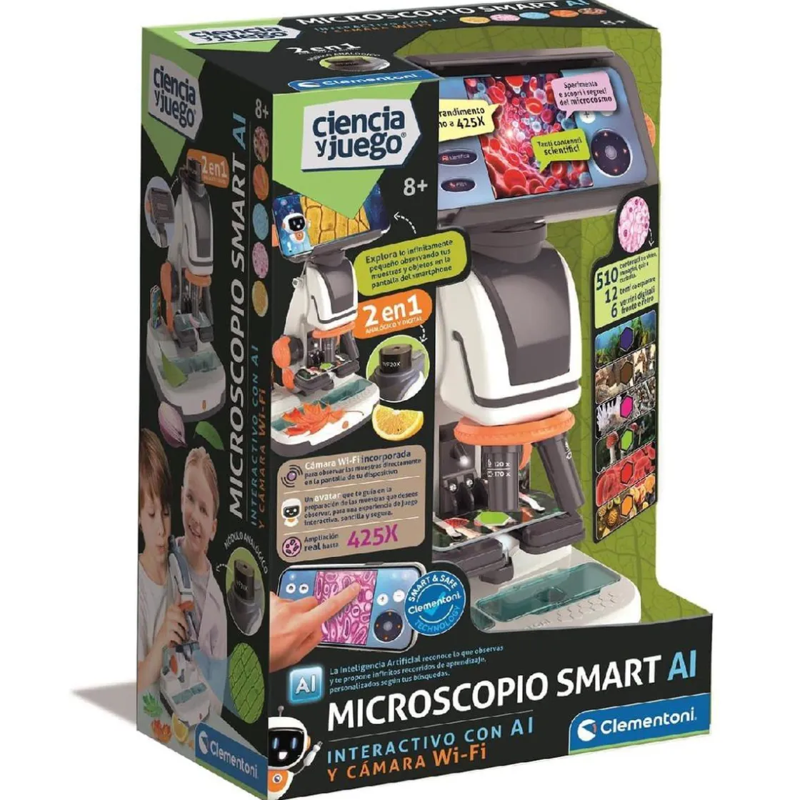 CLEMENTONI - Microscopio Smart 2 en 1 con Wi-Fi* Steam
