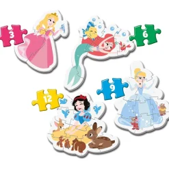 CLEMENTONI - Mis primeros Puzzles Progresivos 3-6-9-12 - Princesas Disney