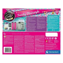 CLEMENTONI - Peluquería creativa Crazy Chic con peine de tiza y placa de decoración ㅤ