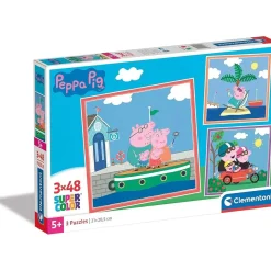 CLEMENTONI - Peppa Pig - Puzzle Supercolor 3x48 piezas ㅤ