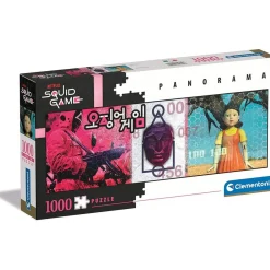 CLEMENTONI - Puzzle panorámico del juego del calamar 1000 piezas ㅤ