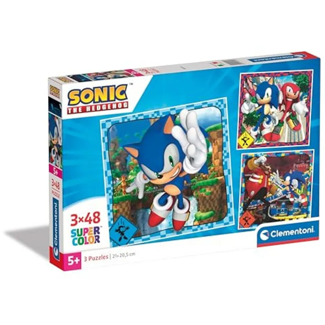 CLEMENTONI - Puzzle Sonic Supercolor 3x48 Piezas ㅤ