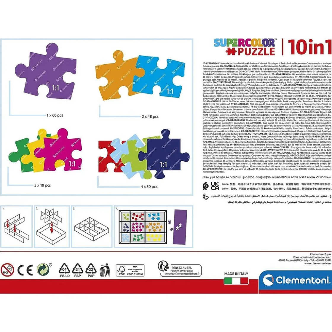 CLEMENTONI - Puzzles progresivos de superhéroes DC Comics, 10 en 1, multicolor, tamaño medium ㅤ* Juegos Y Puzzles