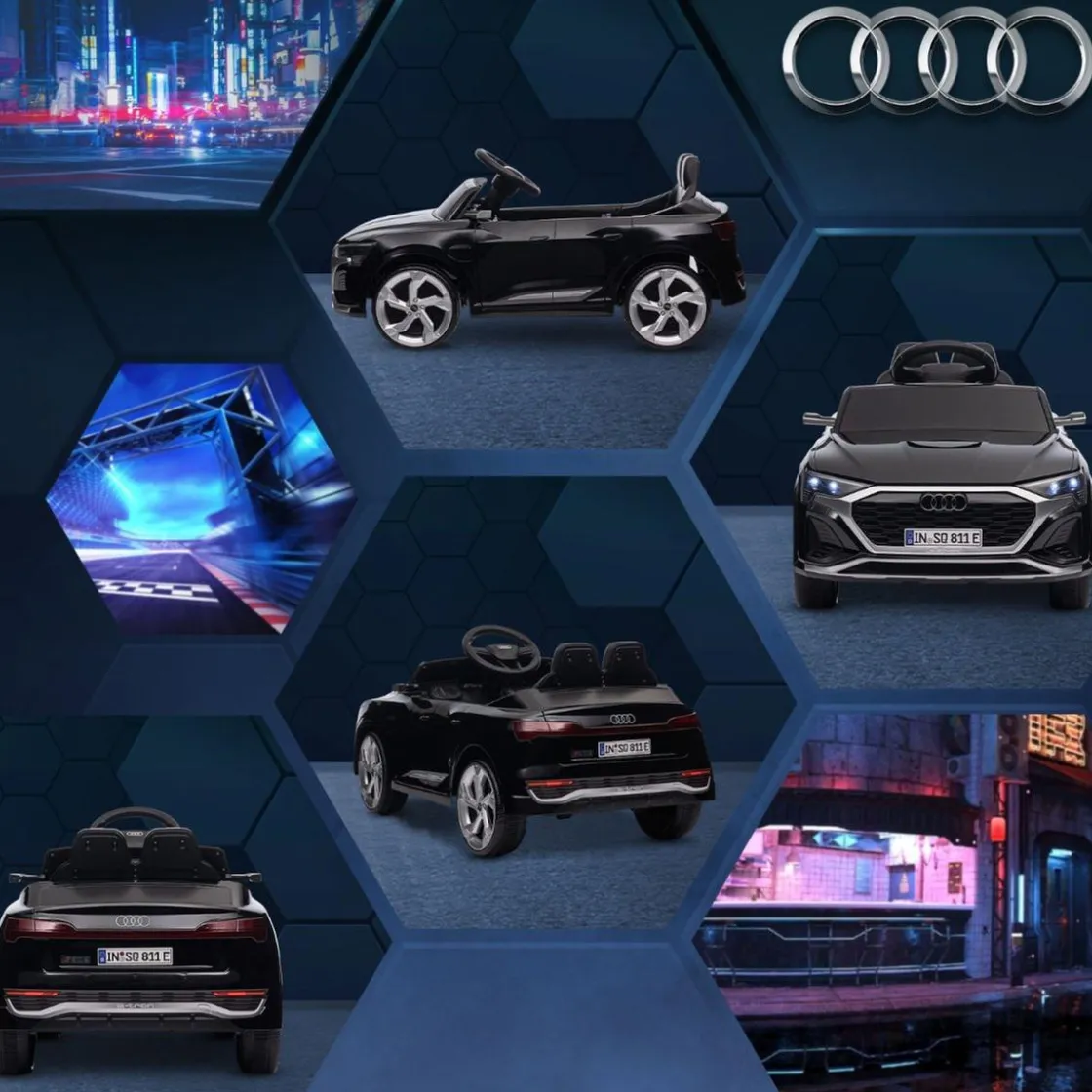 AIYAPLAY Coche Eléctrico Audi Q8 Etron Sportback 12V Negro