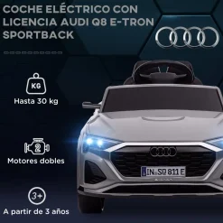 AIYAPLAY Coche Eléctrico Audi Q8 Etron Sportback 12V Gris* Vehículos De Batería O A Pedales