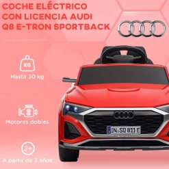 AIYAPLAY Coche Eléctrico Infantil Audi Q8 Etron Sportback 12V Rojo* Vehículos De Batería O A Pedales