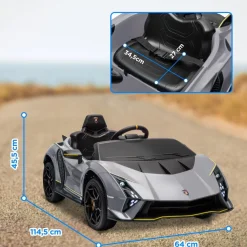 AIYAPLAY Coche eléctrico Lamborghini Autentica Gris* Vehículos De Batería O A Pedales