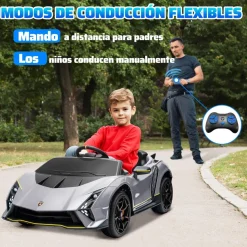 AIYAPLAY Coche eléctrico Lamborghini Autentica Gris* Vehículos De Batería O A Pedales