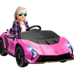 AIYAPLAY Coche eléctrico Lamborghini Autentica Rosa