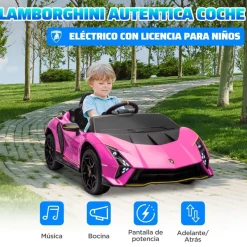 AIYAPLAY Coche eléctrico Lamborghini Autentica Rosa