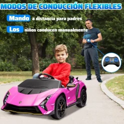 AIYAPLAY Coche eléctrico Lamborghini Autentica Rosa