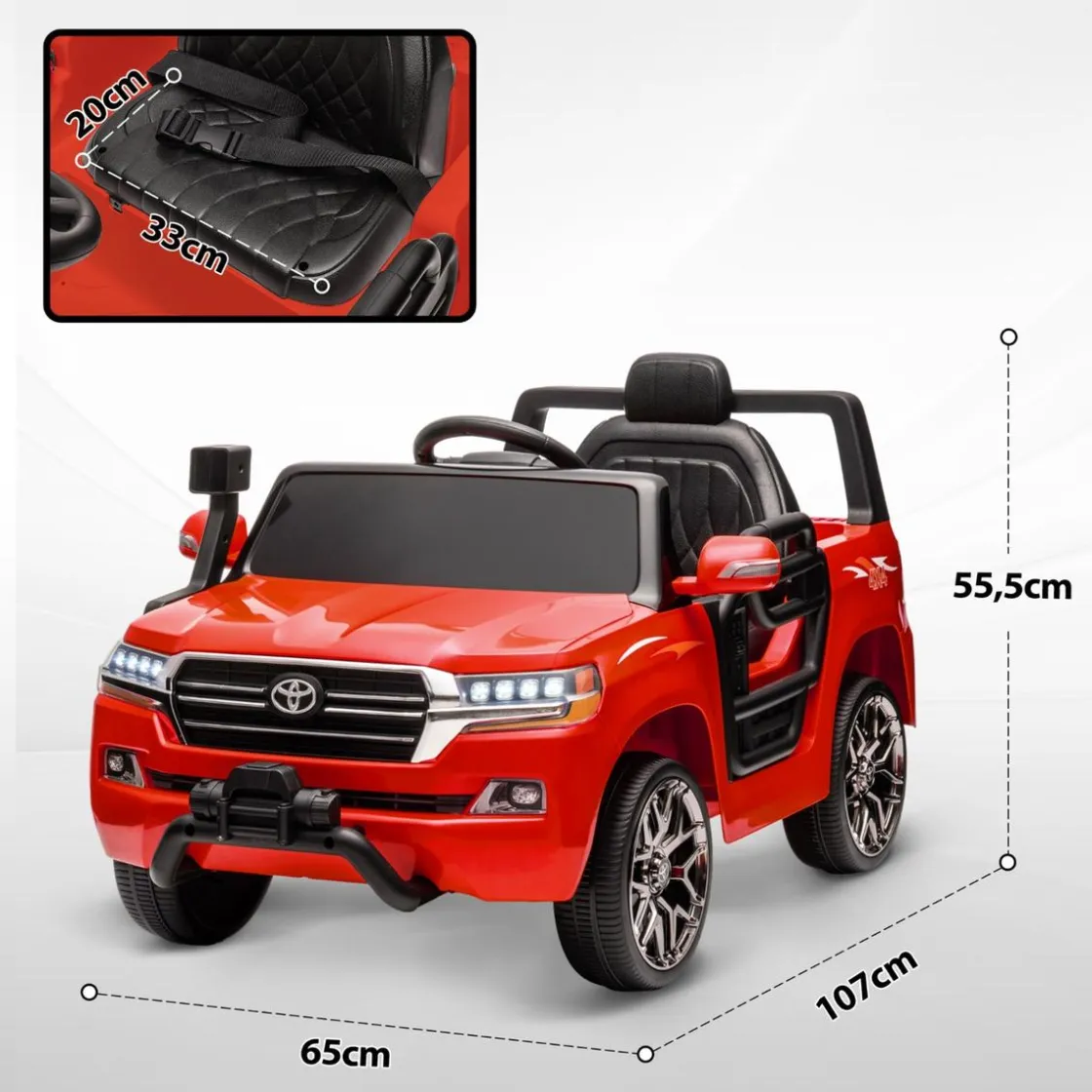 AIYAPLAY Coche eléctrico Toyota LAND CRUISER Rojo