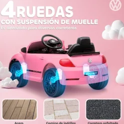 AIYAPLAY Coche eléctrico Volkswagen Beetle Rosa