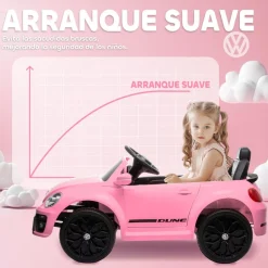 AIYAPLAY Coche eléctrico Volkswagen Beetle Rosa