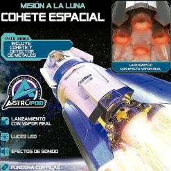 EDUCA Cohete espacial construye y juega con luces y sonido, vehículo lunar y detector de metales real