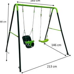 MASGAMES Columpio metálico doble Olea + asiento bebé