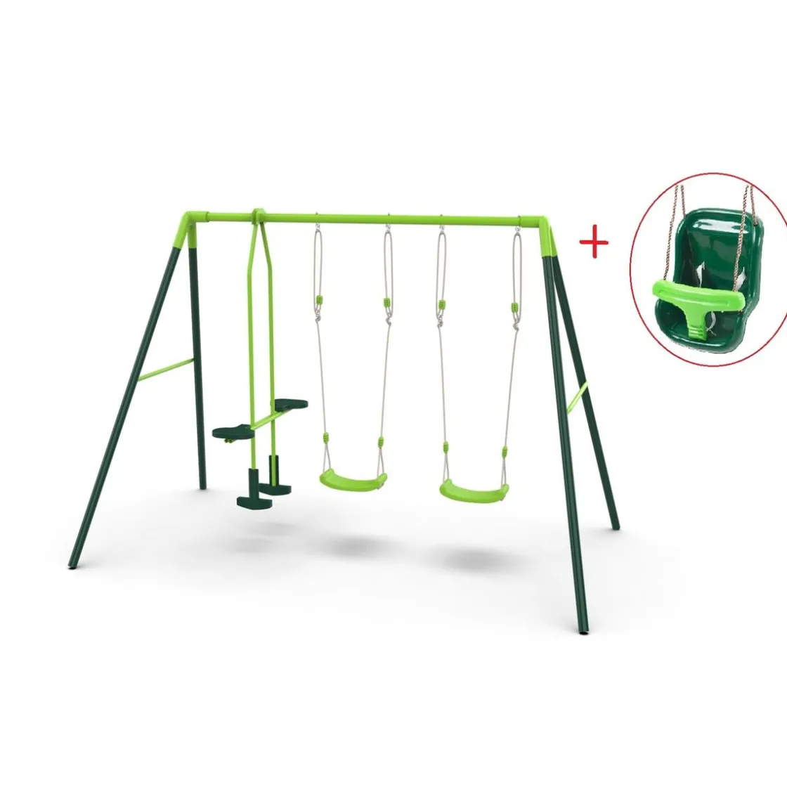 MASGAMES Columpio metálico triple Gingo + asiento bebé* Columpios