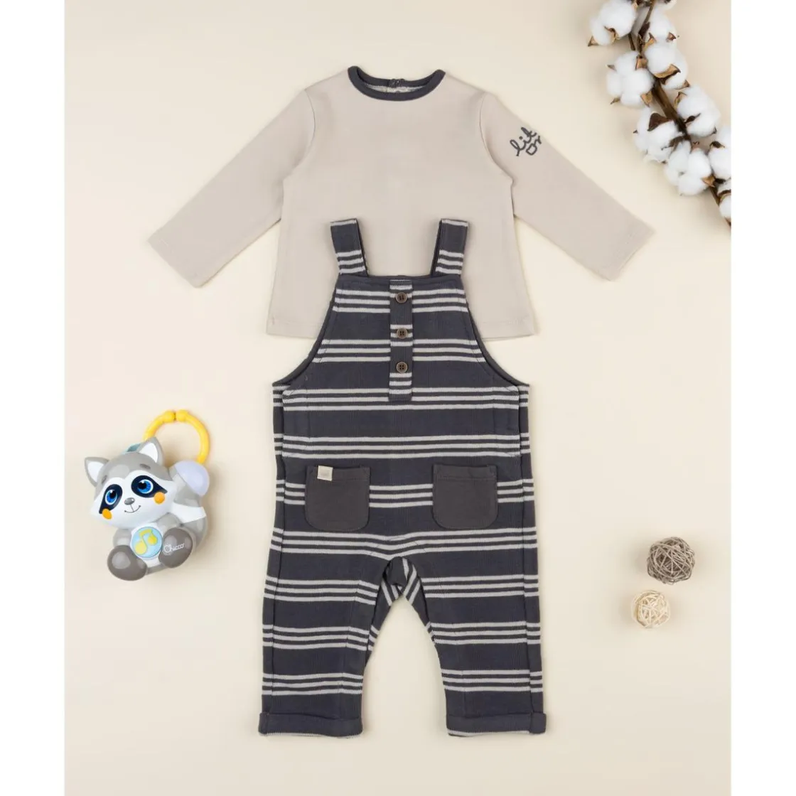Prenatal Conjunto bebé con peto gris y marrón* Ropa Y Accesorios·Peleles|Recién Nacido·Ropa Y Accesorios