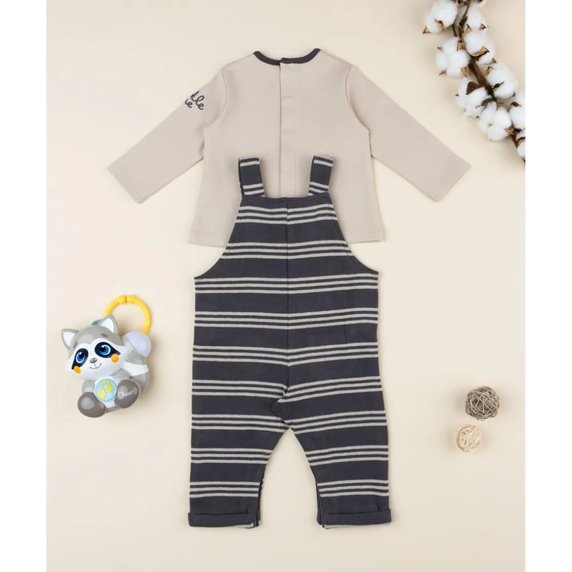 Prenatal Conjunto bebé con peto gris y marrón* Ropa Y Accesorios·Peleles|Recién Nacido·Ropa Y Accesorios