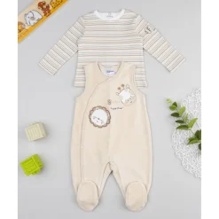 Prenatal Conjunto bebé peto beige jirafa/león