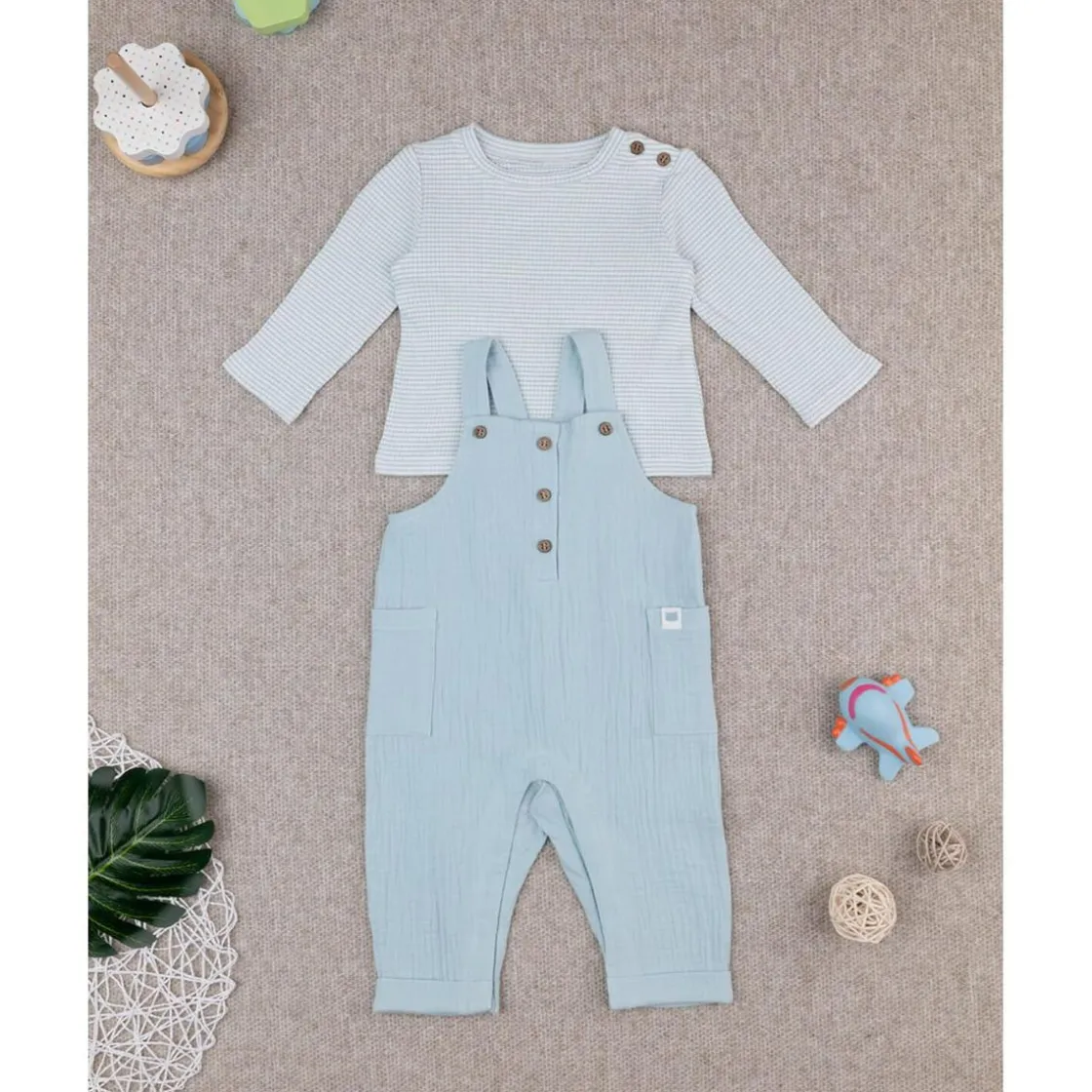 Prenatal Conjunto camiseta/peto niño azul