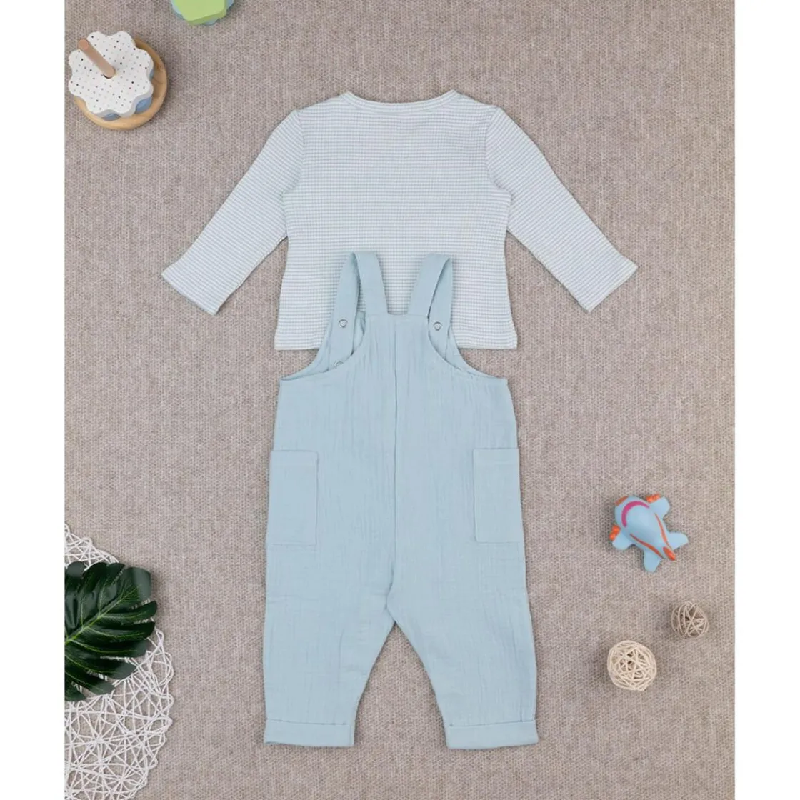 Prenatal Conjunto camiseta/peto niño azul