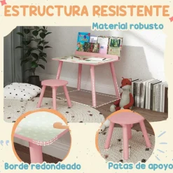 AIYAPLAY Conjunto de mesa y silla con estante integrado Rosa* Estilo De Vida
