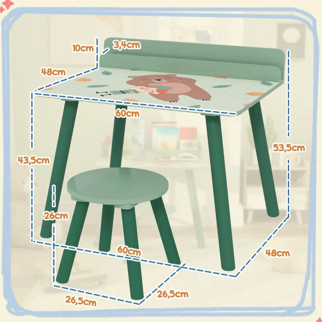 AIYAPLAY Conjunto de mesa y silla con estante integrado Verde* Estilo De Vida