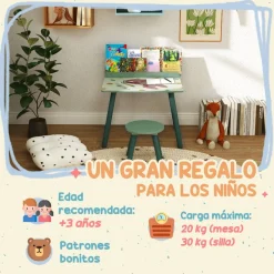 AIYAPLAY Conjunto de mesa y silla con estante integrado Verde* Estilo De Vida