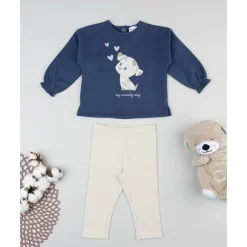 Prenatal Conjunto jogging azul y beige para niña con perrito* Niña·Bebé Niña 3-36 Meses|Bebé Niña 3-36 Meses·Vestidos, Conjuntos Y Deporte