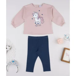 Prenatal Conjunto jogging niña rosa y azul con unicornios