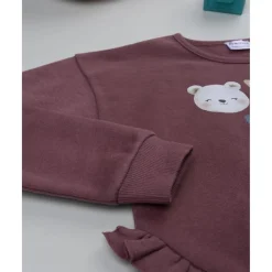 Prenatal Conjunto niña sudadera burdeos + pantalón azul con volante