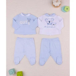 Prenatal Conjuntos de jersey azul y crema con polainas