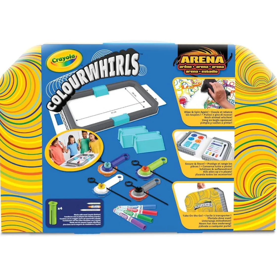 CRAYOLA - Colourwhirls Arena de Combate + 4 Pinta Peonzas* Arte Y Manualidades