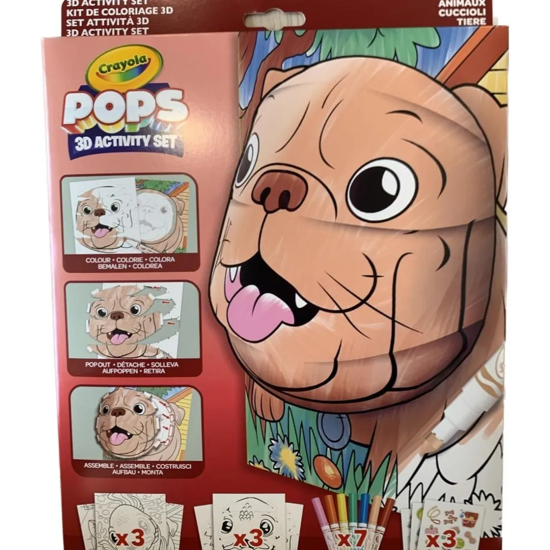 CRAYOLA - Juego de colorear y construir obras de arte tridimensionales con tema de animales domésticos