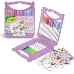 CRAYOLA - Juego de rotuladores lavables SuperTips, 65 piezas en colores pastel ㅤ* Arte Y Manualidades