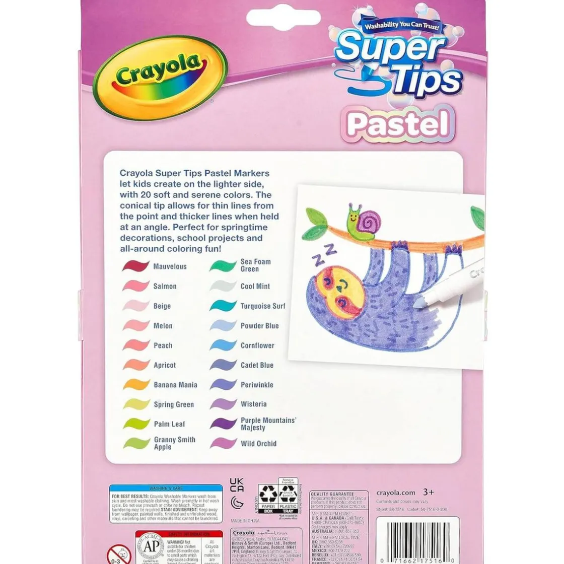 CRAYOLA - Rotuladores Super Tips Lavables Colores Pastel, Pack de 20 ㅤ