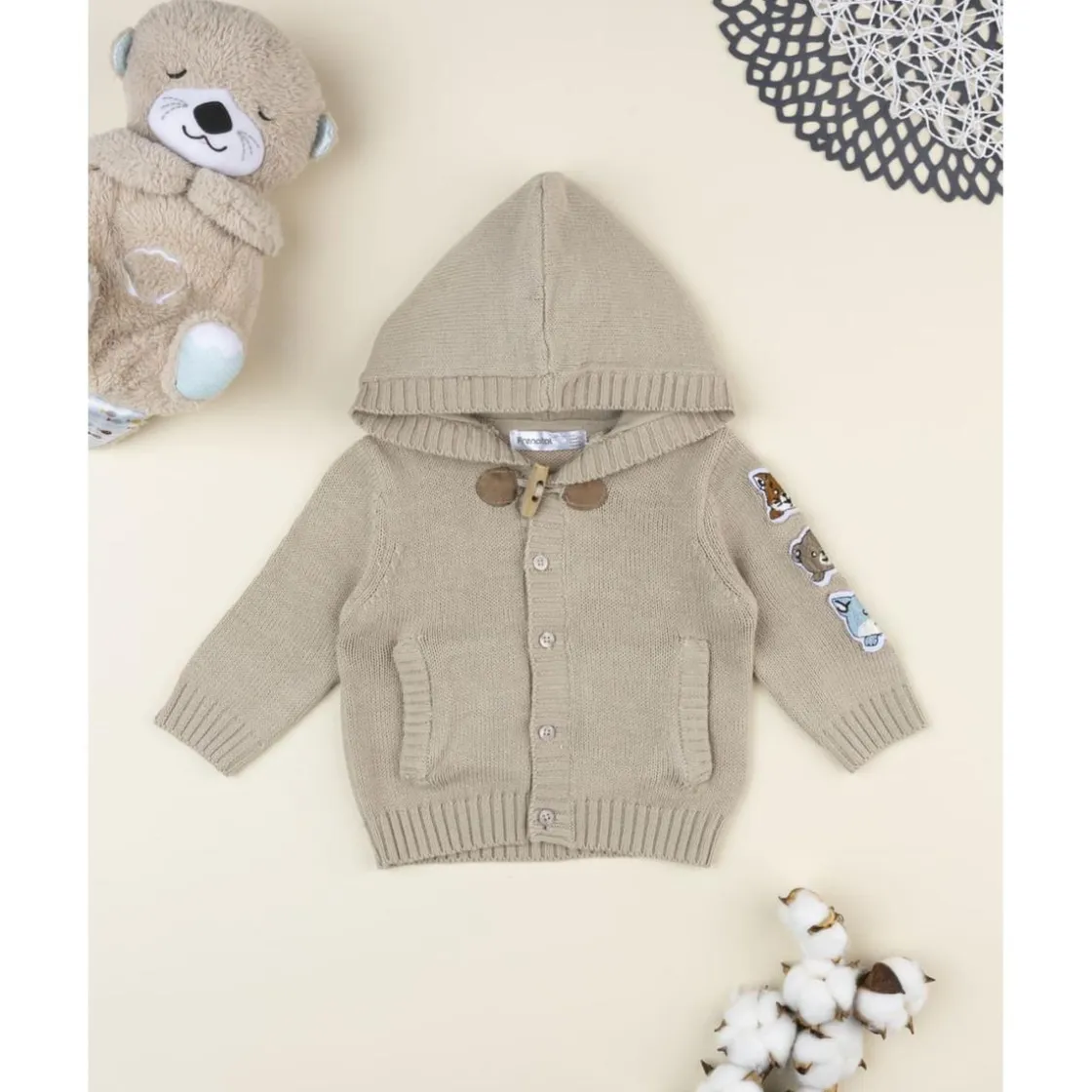 Prenatal Cárdigan niño beige con capucha* Niño·Bebé Niño 3-36 Meses|Bebé Niño 3-36 Meses·Jerséis Y Cardigans