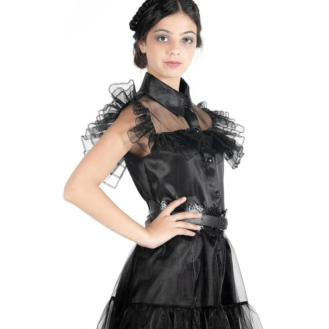 ABYSSE CORP Disfraz color negro estilo Wednesday Addams, 152cm* Disfraces|Halloween