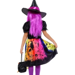 RUBIE'S Disfraz de bruja encantada con vestido impreso, sombrero y bolso para fiestas* Disfraces|Halloween