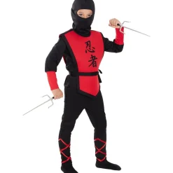 Funidelia Disfraz de Ninja rojo para niño 3-4 años* Disfraces|Halloween
