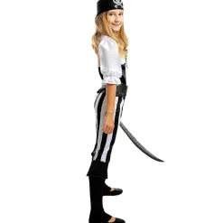 Funidelia Disfraz de pirata a rayas para niña- Colección blanca y negra 7-9 años* Halloween|Disfraces
