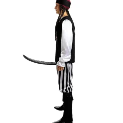 Funidelia Disfraz de pirata a rayas para hombre - Colección blanca y negra S* Disfraces|Halloween