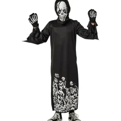 RUBIE'S Disfraz Esqueleto Siniestro con capucha y guantes para Halloween, Carnaval y Fiestas