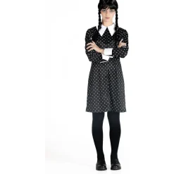 BIZAK Disfraz Miércoles Addams vestido con peluca talla M