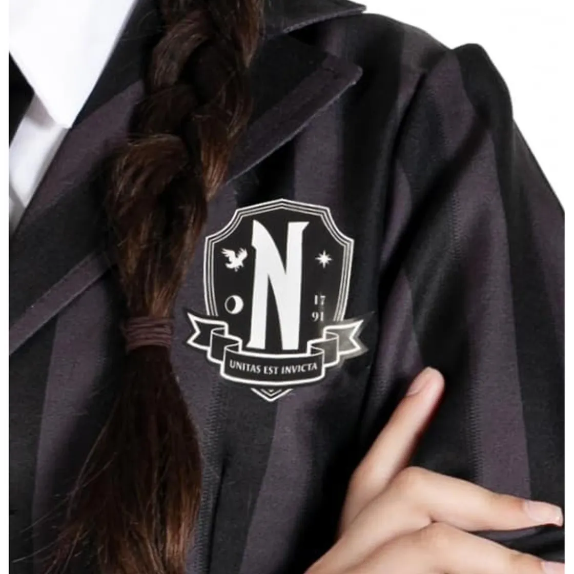 RAVENSBURGER IBÉRICA Disfraz uniforme Miércoles con peluca talla M ㅤ* Disfraces|Halloween