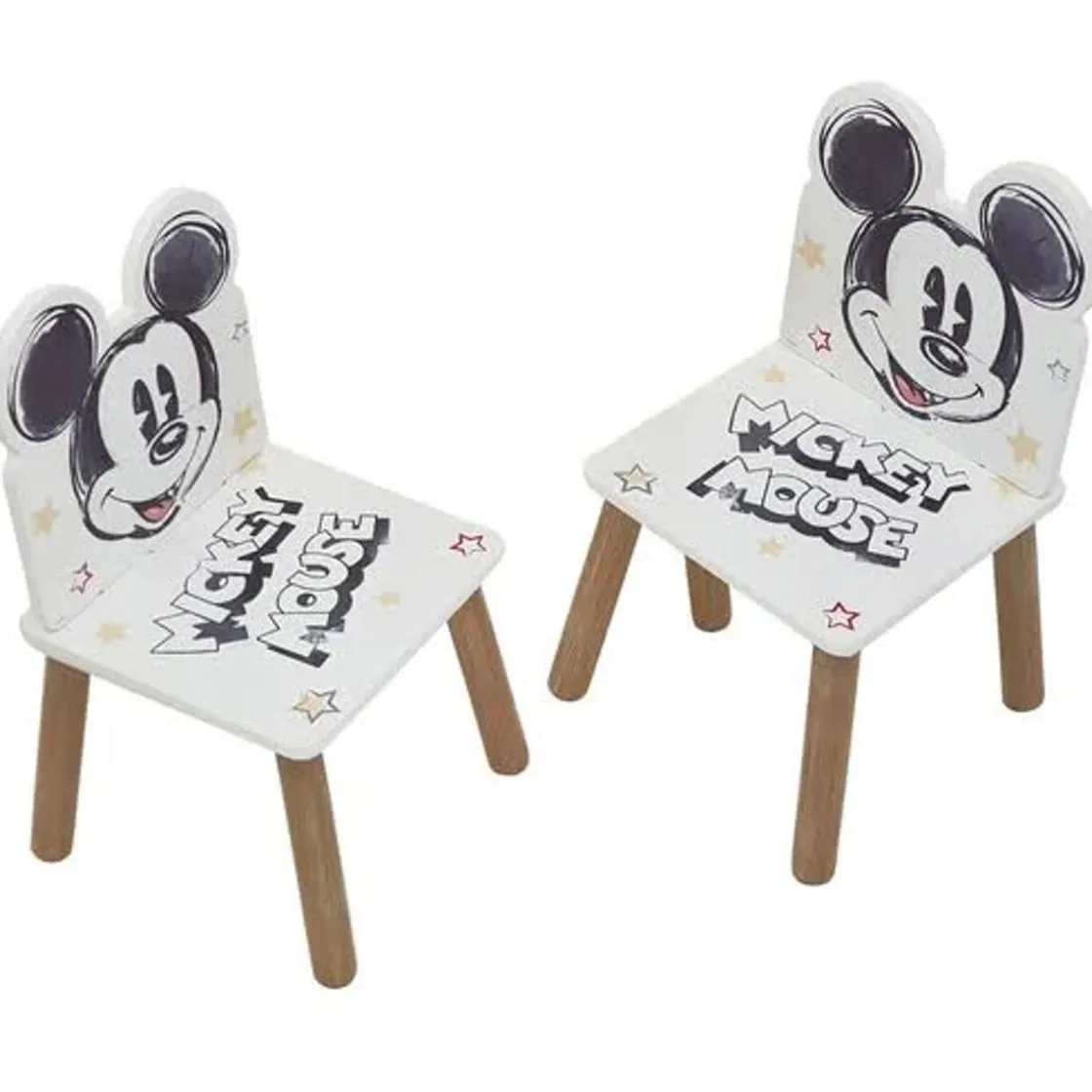 MICKEY Disney - Mouse - Conjunto de Mesa Cuadrada y Dos Sillas de Madera Classic ㅤ* Estilo De Vida