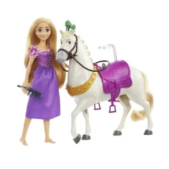 MATTEL Disney - Rapunzel - Muñeca princesa y caballo de juguete, HLW23