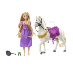 MATTEL Disney - Rapunzel - Muñeca princesa y caballo de juguete, HLW23