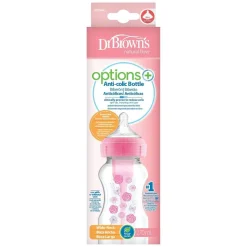 DR. BROWN'S - Biberón Anticólico Options+ Boca Ancha 270 ml - Rosa* Biberones Y Chupetes·Biberones